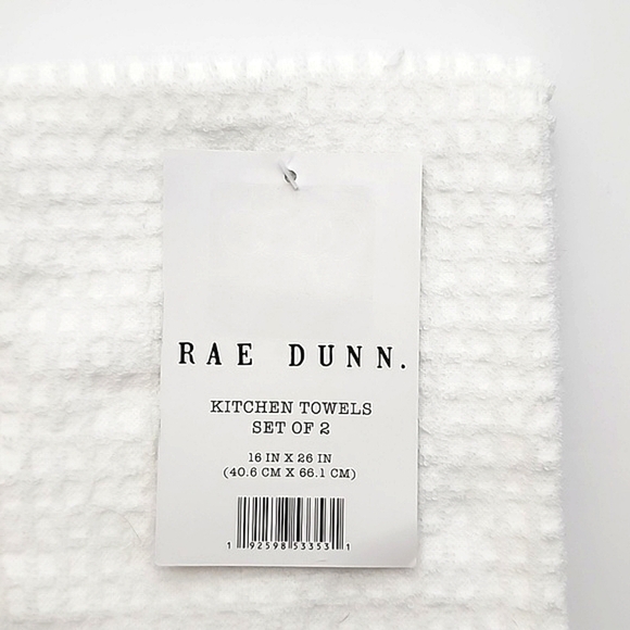 Rae Dunn Set of 2 Kitchen Towels White RED Large Letters LOVE ALWAYS, YOU & ME - Picture 4 of 7